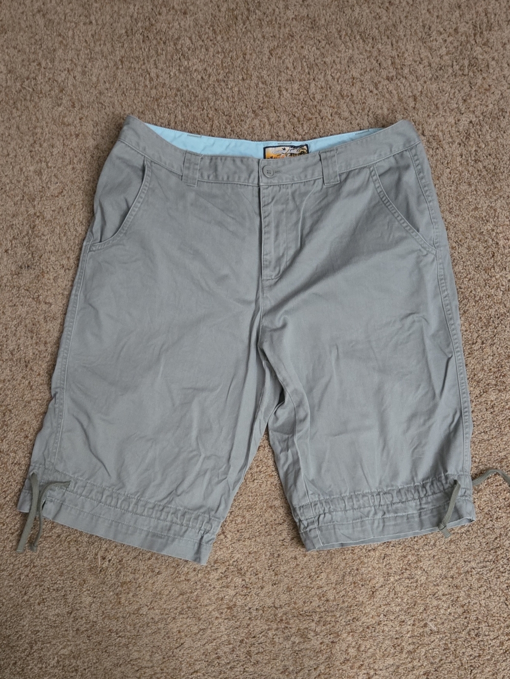 Casual Light Gray Drawstring Hem Cargo Shorts Size 12P